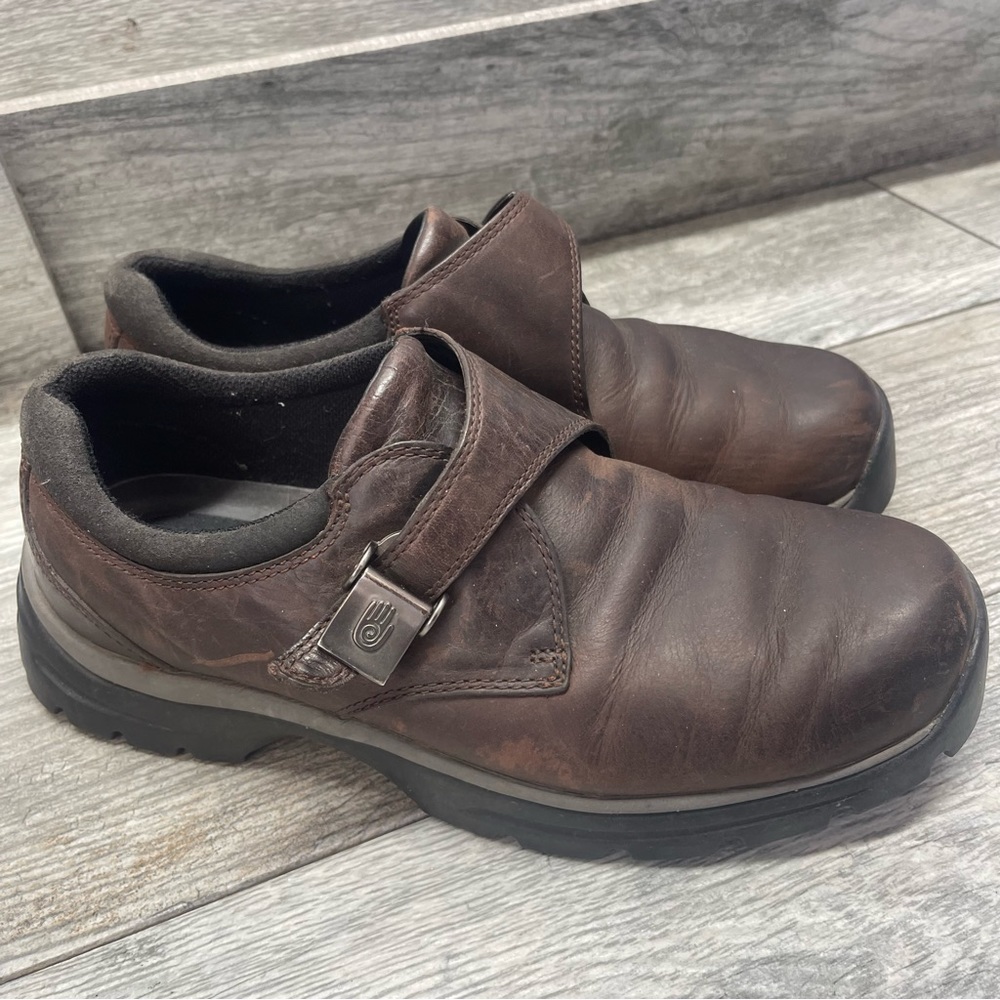 Teva Margote Leather Loafers Mens Size 9.5 Brown Buckle Shoes.